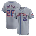 Arlishia NY.Mets #26 Nolan McLean Player Gray Road Limited Elite Home Stitched Jerseys
