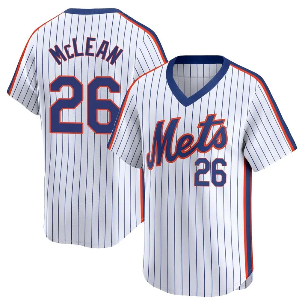 Arlishia NY.Mets #26 Nolan McLean Player White Cooperstown Collection T-shirt Game Stitched Jerseys