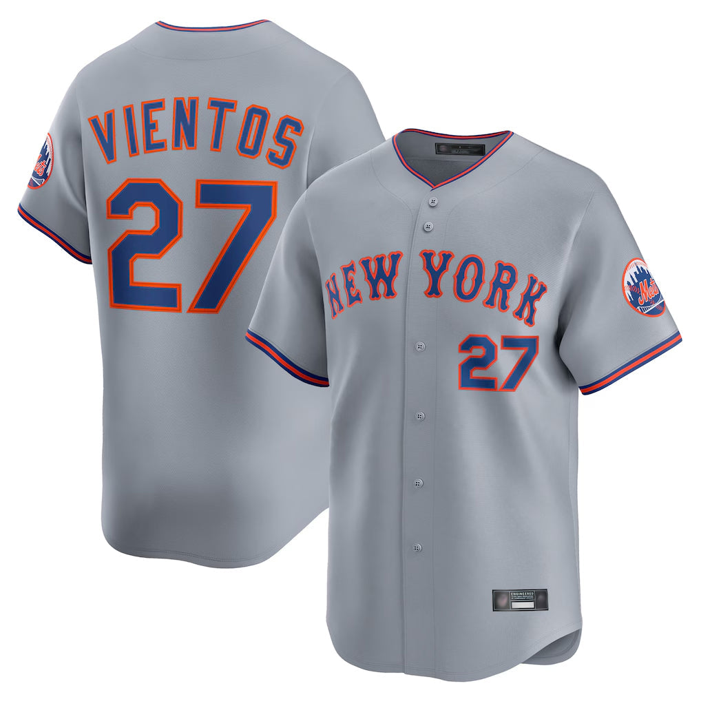 Arlishia NY.Mets #27 Mark Vientos Player Gray Road Limited Home Stitched Jerseys