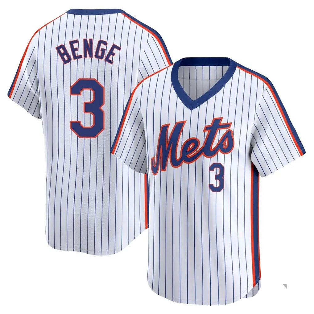 Arlishia NY.Mets #3 Carson Benge Player White Cooperstown Collection T-shirt Game Stitched Jerseys