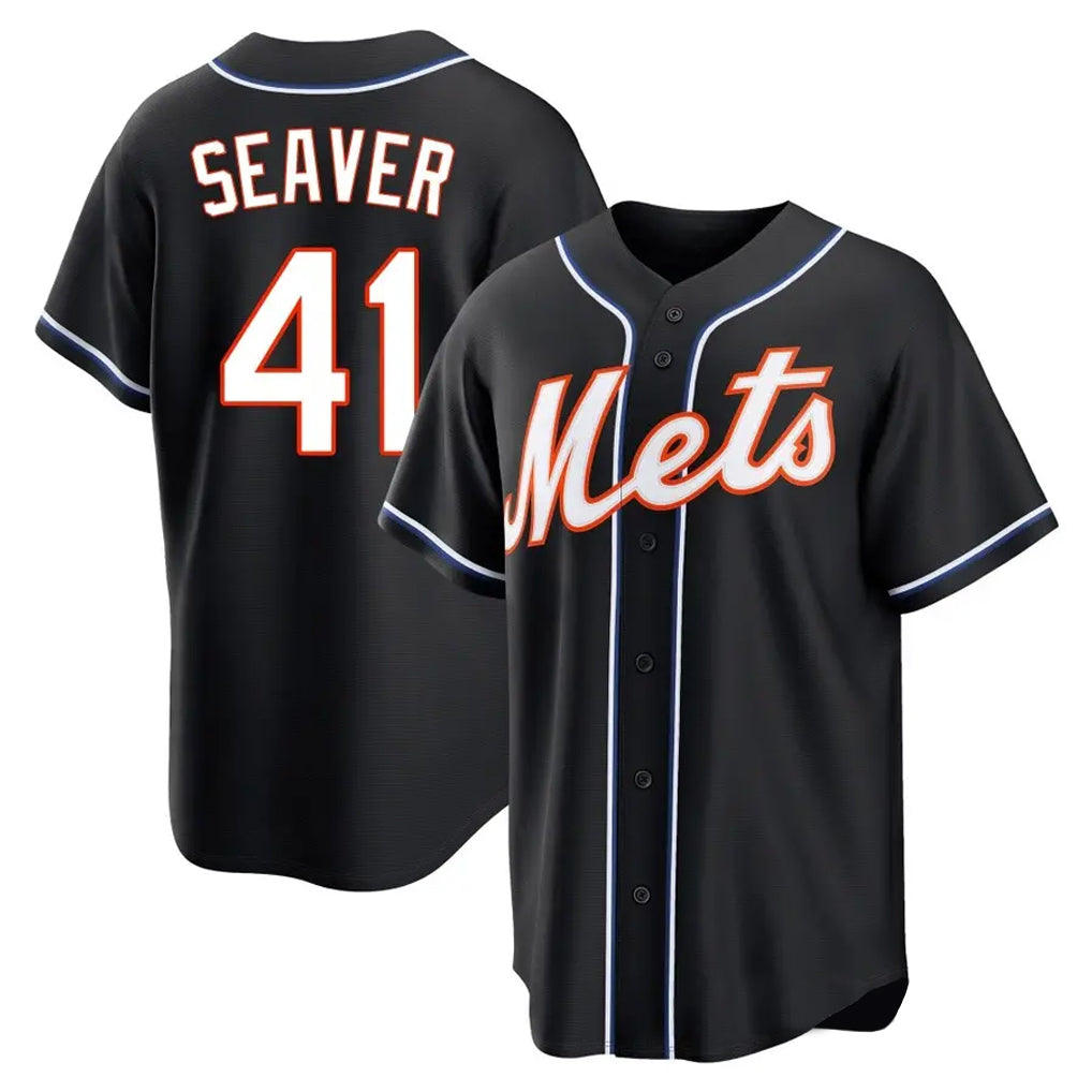 Arlishia NY.Mets #41 Tom Seaver Player Black Fashion Out Game Stitched Jerseys