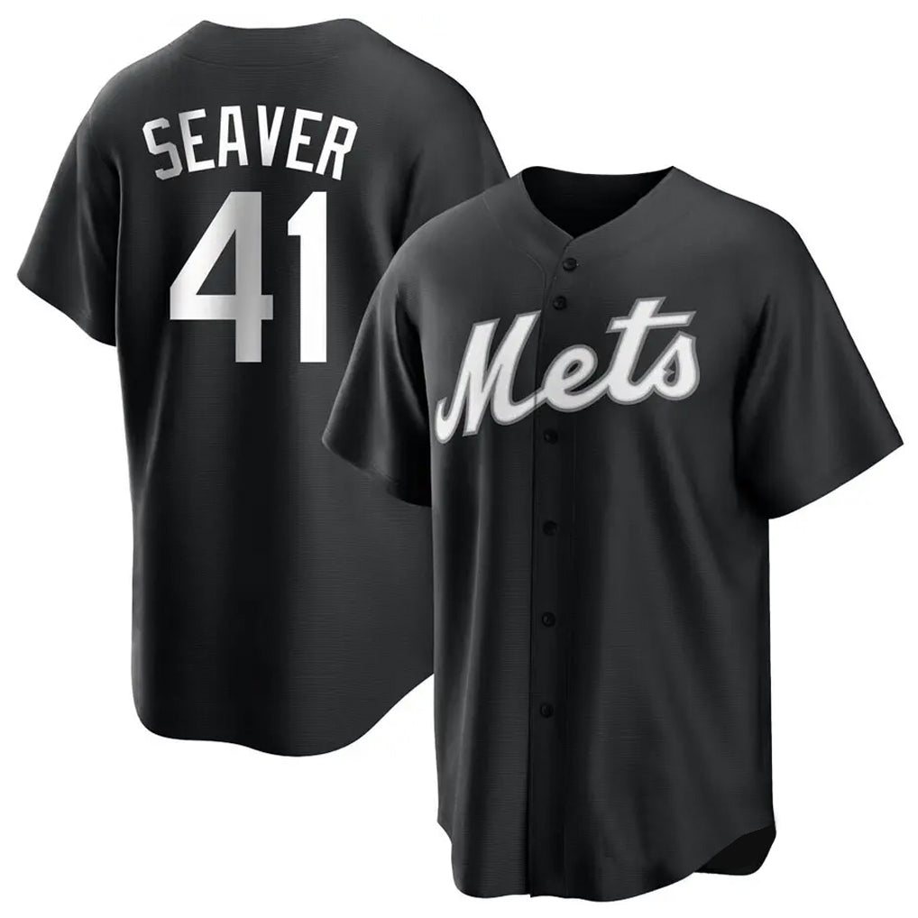 Arlishia NY.Mets #41 Tom Seaver Player Black Home Game Stitched Jerseys
