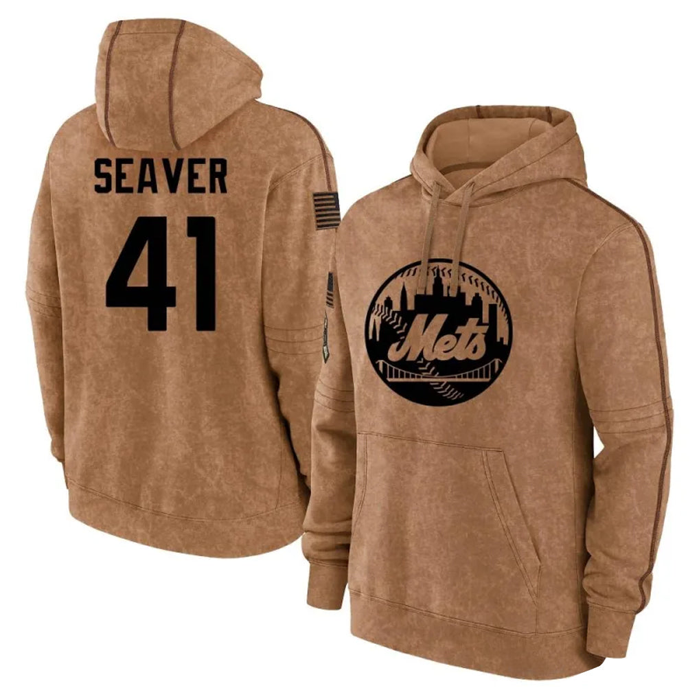 Arlishia NY.Mets #41 Tom Seaver Player Brown Club Pullover Hoodie Game Stitched Jerseys