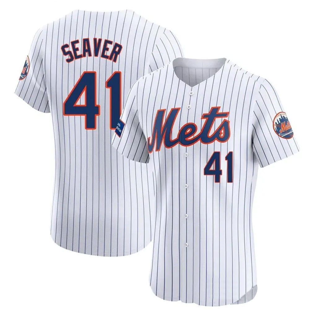 Arlishia NY.Mets #41 Tom Seaver Player White Home Limited Elite Stitched Jerseys