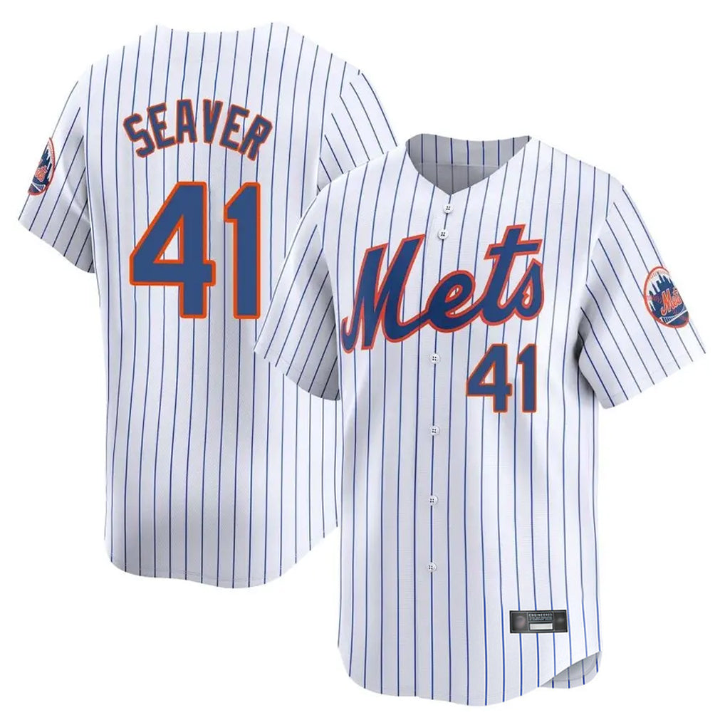 Arlishia NY.Mets #41 Tom Seaver Player White Home Replica Stitched Jerseys