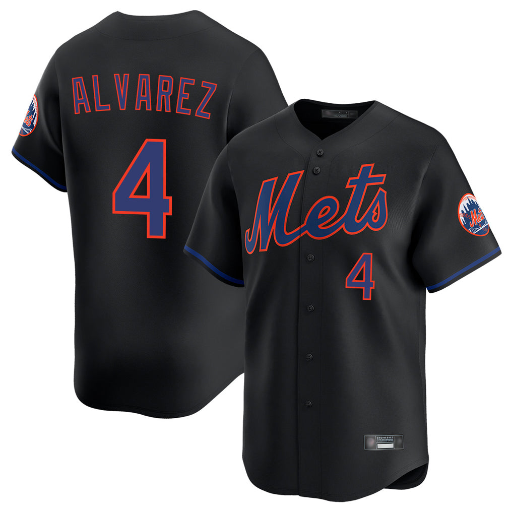 Arlishia NY.Mets #4 Francisco Alvarez Player Black Alternate Home Limited Stitched Jerseys