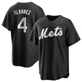 Arlishia NY.Mets #4 Francisco Alvarez Player Black Home Game Stitched Jerseys