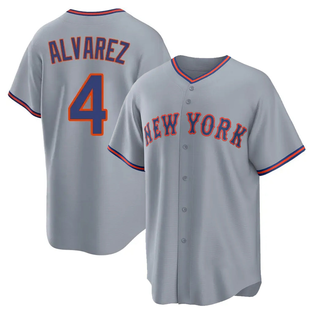 Arlishia NY.Mets #4 Francisco Alvarez Player Gray Road Home Game Stitched Jerseys