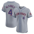 Arlishia NY.Mets #4 Francisco Alvarez Player Gray Road Limited Elite Home Stitched Jerseys