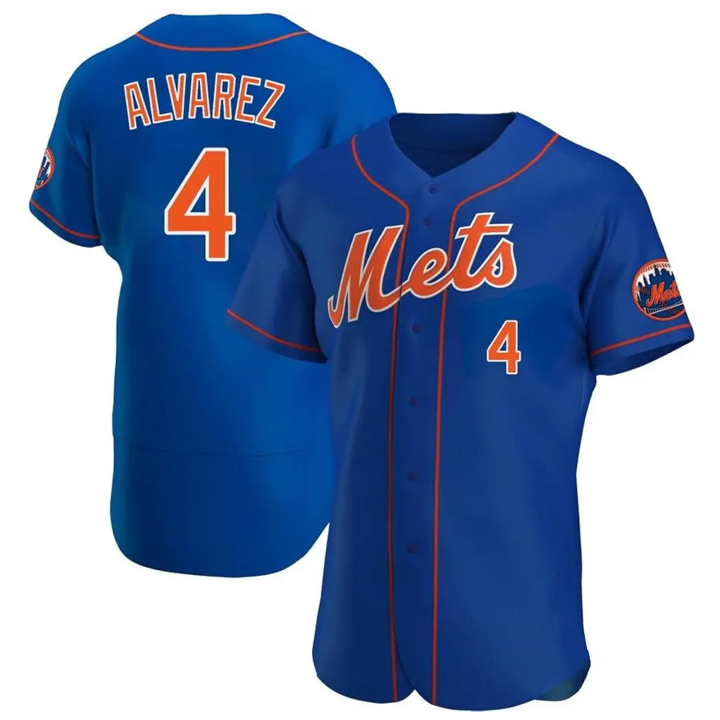 Arlishia NY.Mets #4 Francisco Alvarez Player Royal Limited Elite Home Stitched Jerseys
