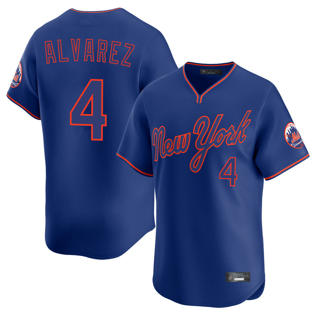 Arlishia NY.Mets #4 Francisco Alvarez Player Royal T-shirt Home Limited Elite Stitched Jerseys