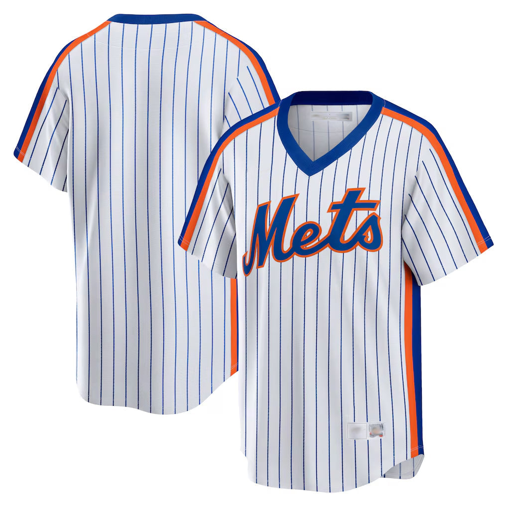 Arlishia NY.Mets Blank Player White Cooperstown Collection T-shirt Home Stitched Jerseys
