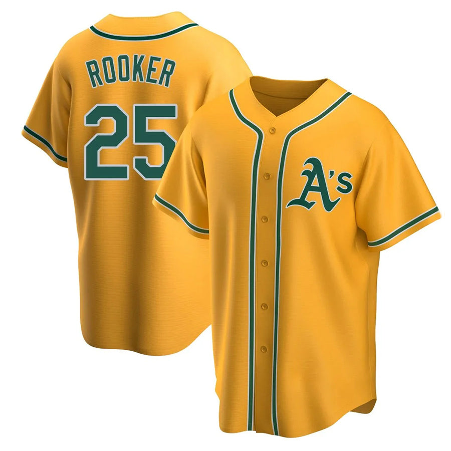 Arlishia Athletics #25 Brent Rooker Player Replica Gold Personalized Jerseys
