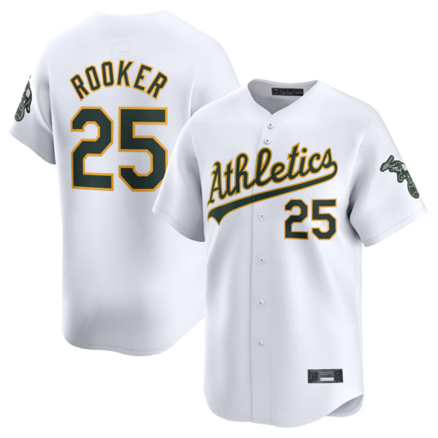 Arlishia Athletics #25 Brent Rooker White Home Limited Player Jersey American Stitched Personalized Jerseys