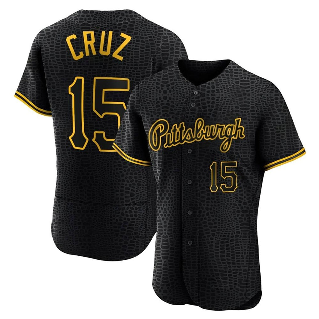 Arlishia P.Pirates #15 Oneil Cruz Player Black Snake Skin City Home Limited Elite Stitched Jerseys