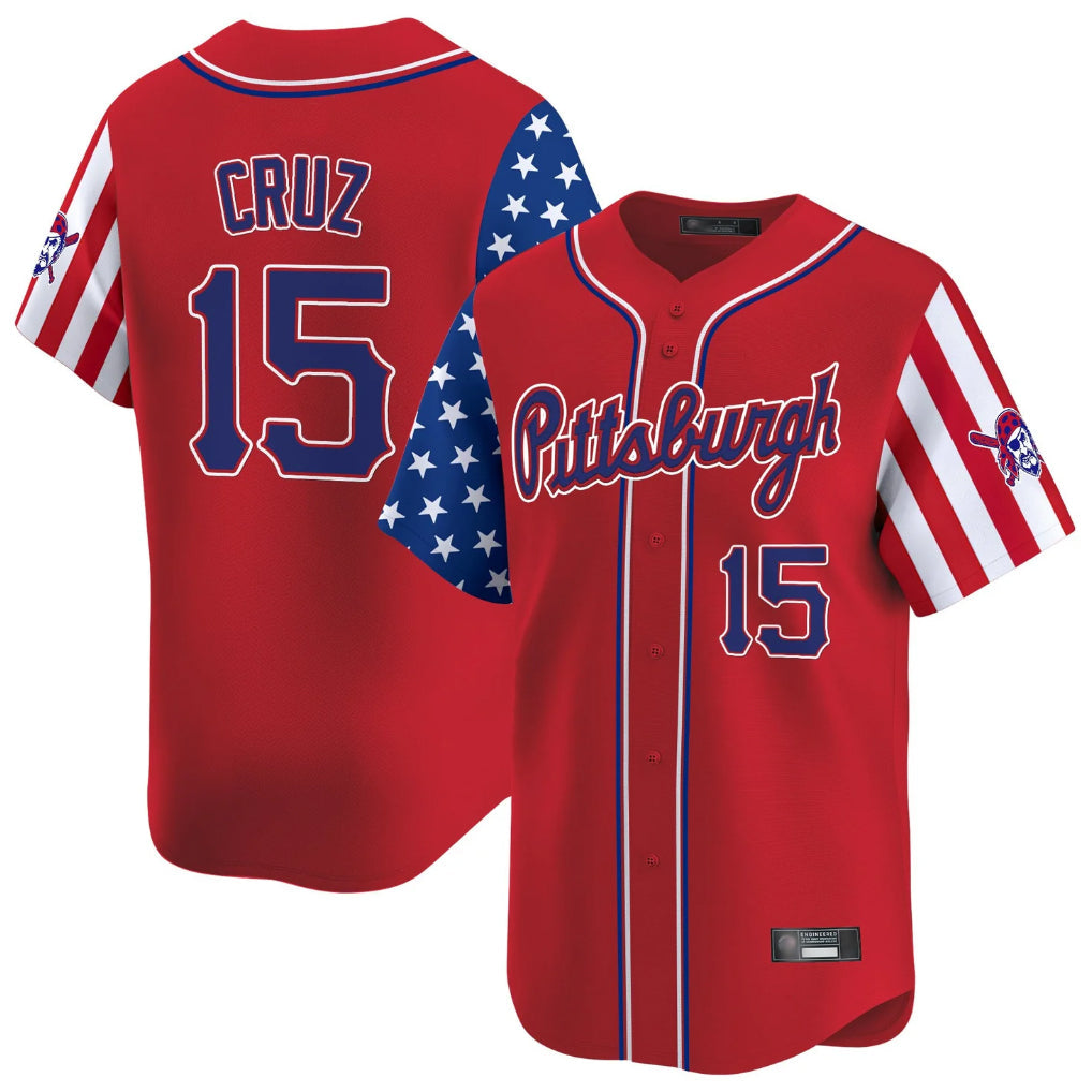 Arlishia P.Pirates #15 Oneil Cruz Player Red 2025 Independence Day Vapor Premier Limited Stitched Jerseys