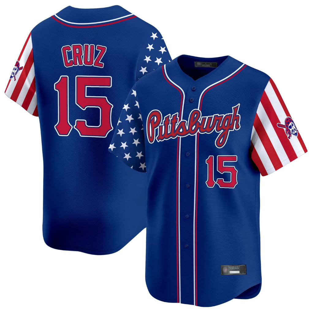 Arlishia P.Pirates #15 Oneil Cruz Player Royal 2025 Independence Day Vapor Premier Limited Stitched Jerseys