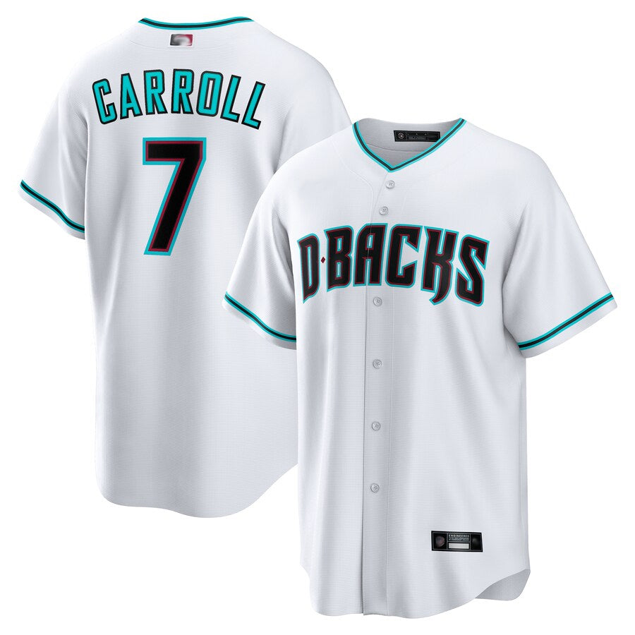 Arlishia A.Diamondbacks #7 Corbin Carroll Player White Replica Personalized Stitched Jerseys